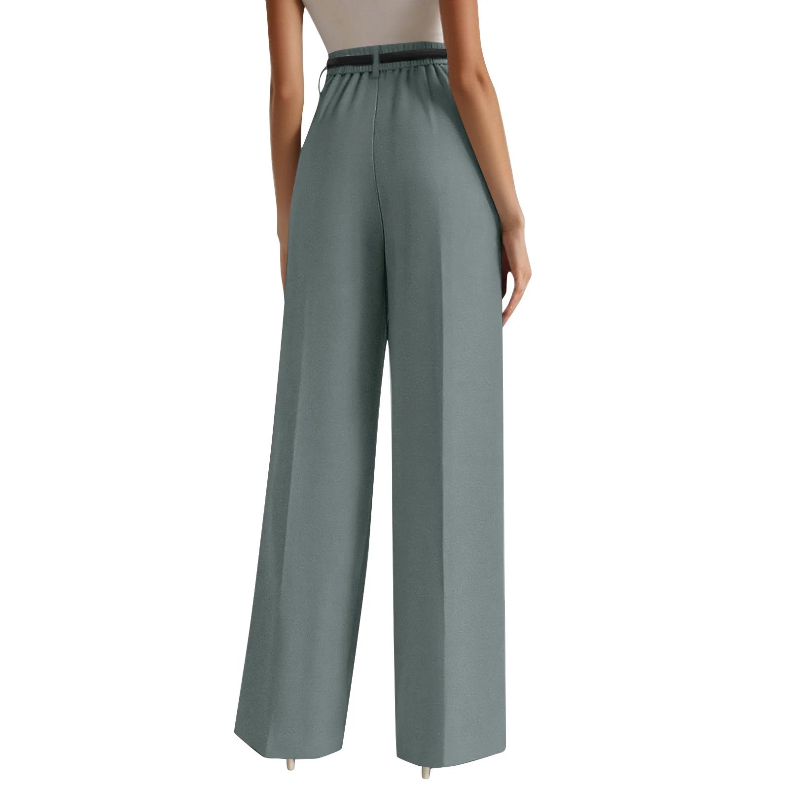 Wide-leg trousers with a flowing drape Women's high-waisted pleated casual trousers Sleek versatile trousers for commuting