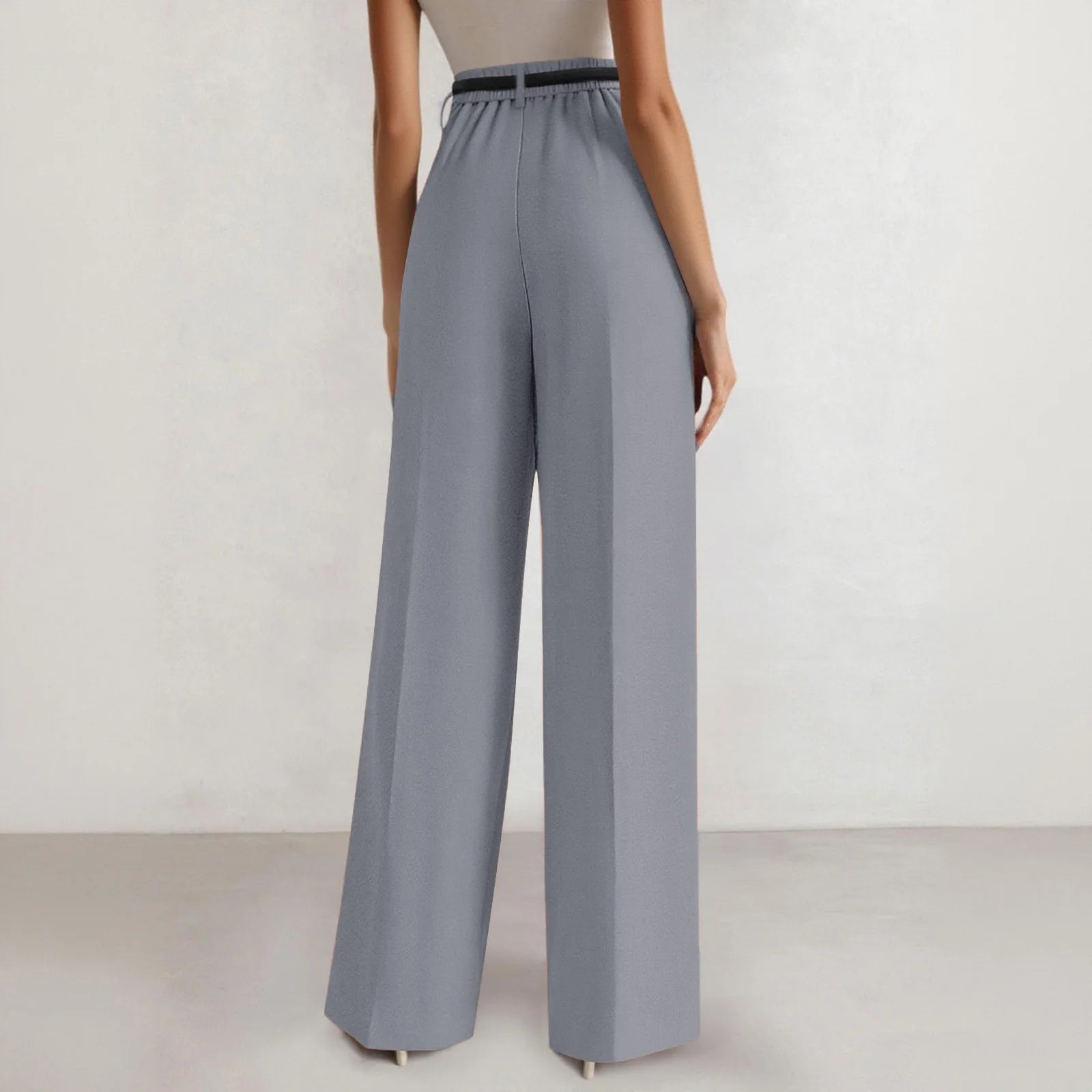 Wide-leg trousers with a flowing drape Women's high-waisted pleated casual trousers Sleek versatile trousers for commuting