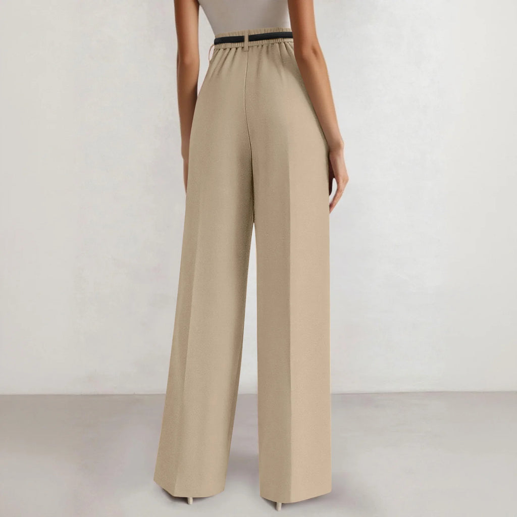 Wide-leg trousers with a flowing drape Women's high-waisted pleated casual trousers Sleek versatile trousers for commuting
