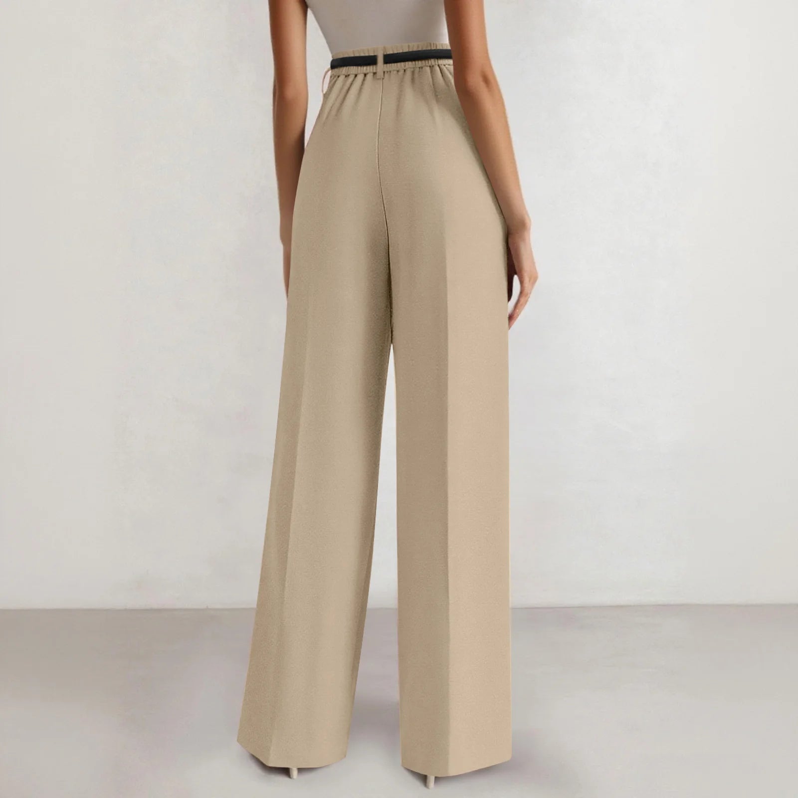 Wide-leg trousers with a flowing drape Women's high-waisted pleated casual trousers Sleek versatile trousers for commuting