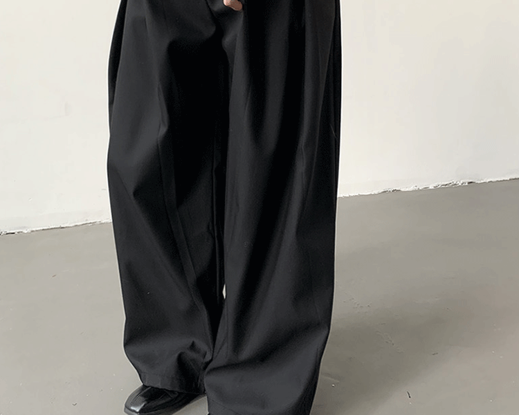 Loose A-Line Wide Leg Casual Trousers Design Sense Oversize Pleated Floor-Length West Pants Personality Men Women