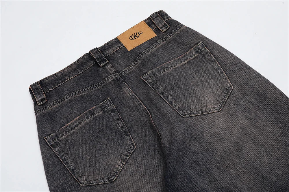 Casual Trousers Wide Leg Pants Mens Streetwear Loose Straight-leg Pants High Street Denim Pants Men