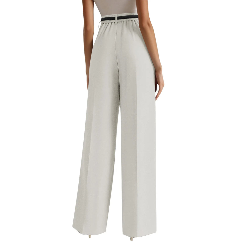 Wide-leg trousers with a flowing drape Women's high-waisted pleated casual trousers Sleek versatile trousers for commuting