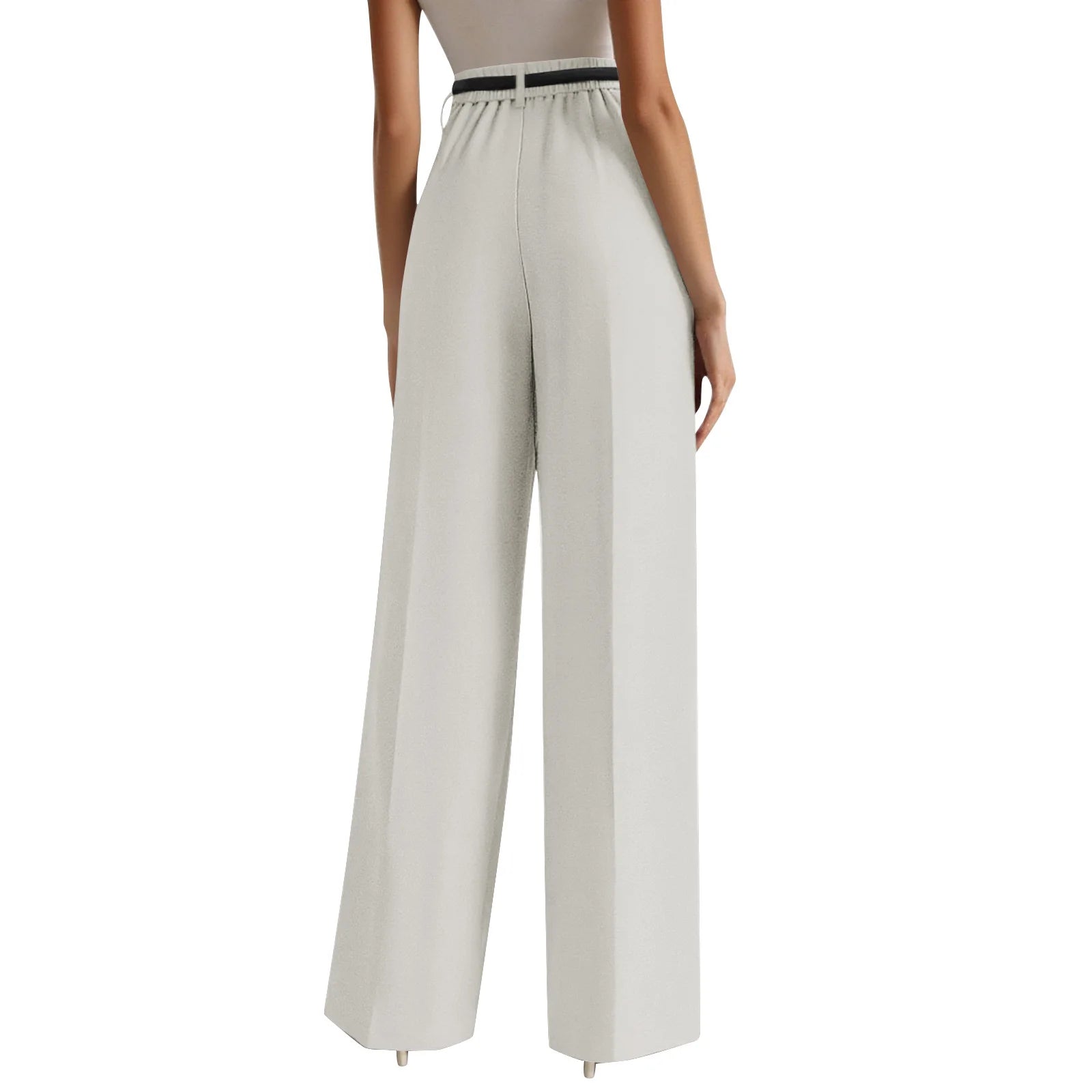 Wide-leg trousers with a flowing drape Women's high-waisted pleated casual trousers Sleek versatile trousers for commuting