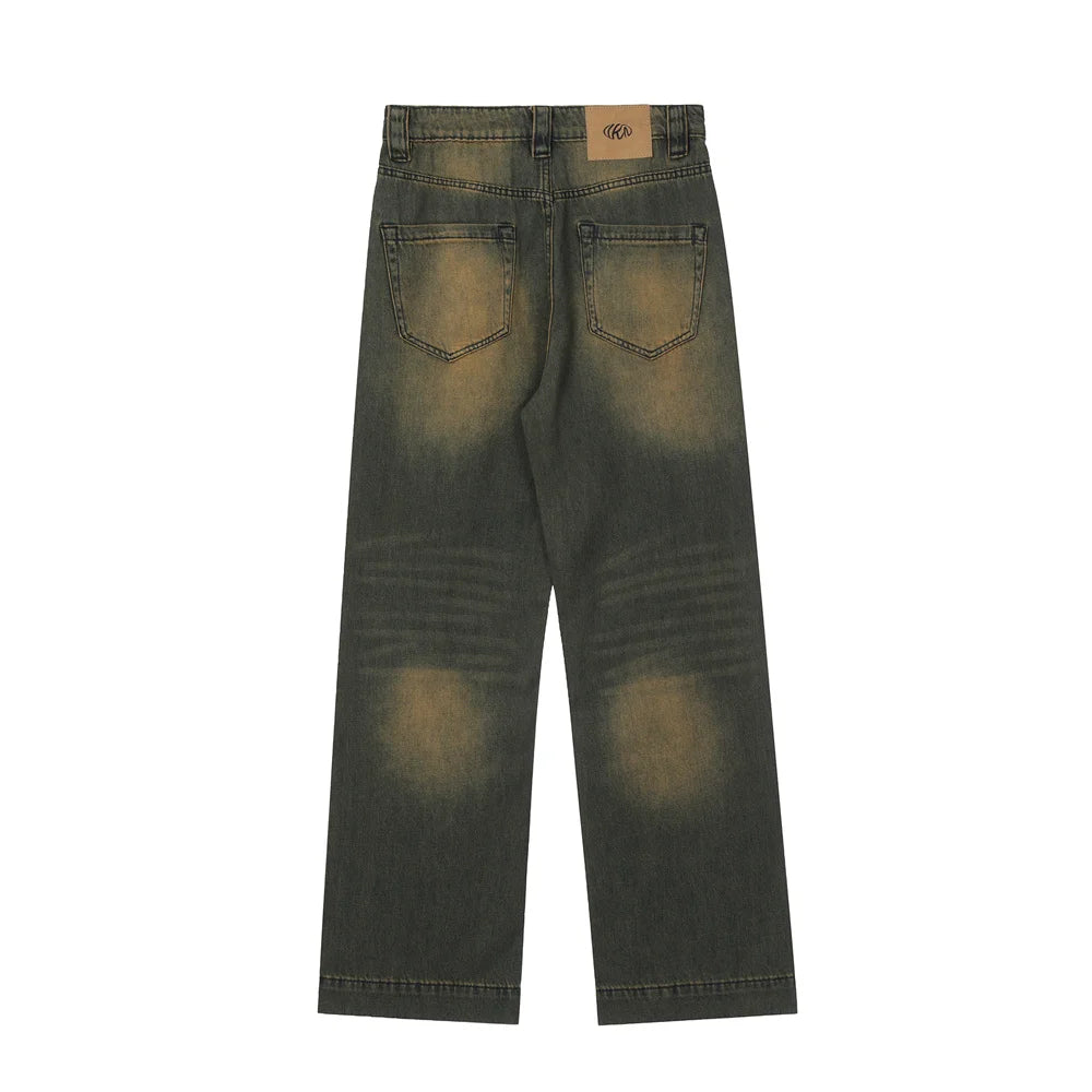 Casual Trousers Wide Leg Pants Mens Streetwear Loose Straight-leg Pants High Street Denim Pants Men