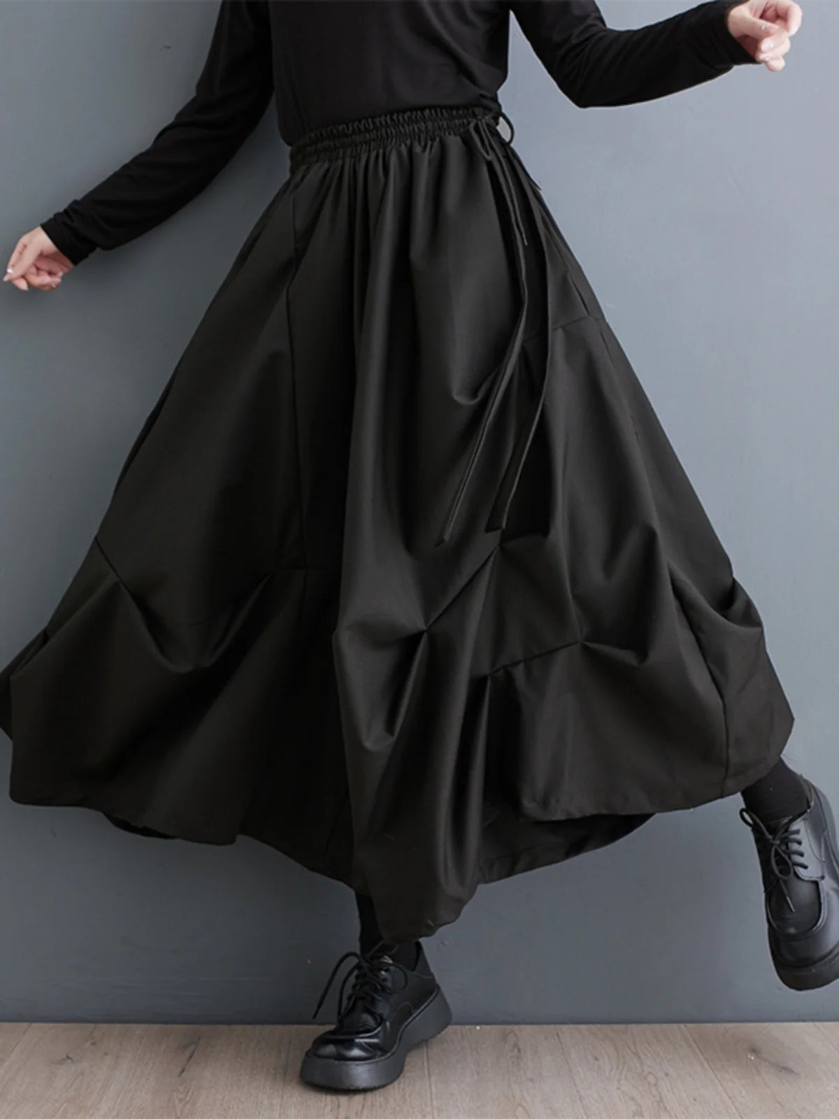 Dark Color Loose Wide Leg Pants Women's Fashion Spring Autumn High Waist Long Trousers Folded Versatile Slimming Nine Points ...