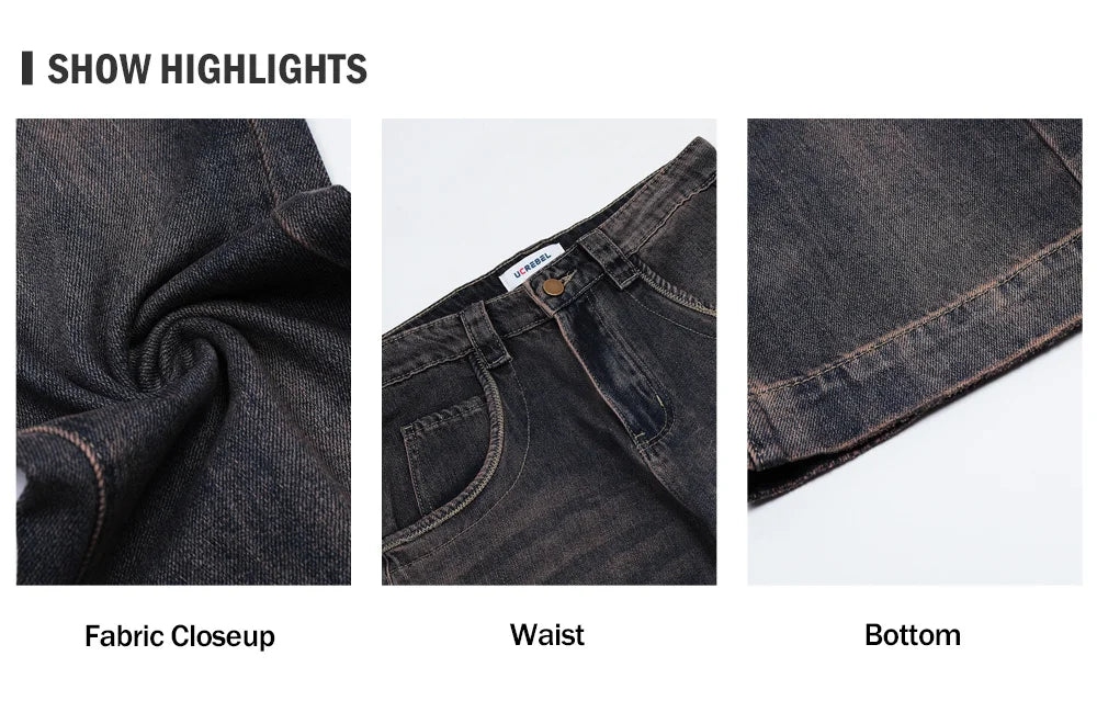 Casual Trousers Wide Leg Pants Mens Streetwear Loose Straight-leg Pants High Street Denim Pants Men