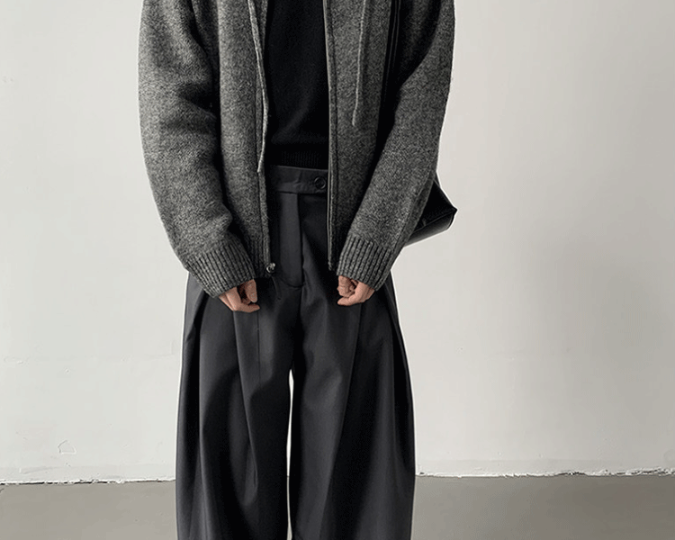 Loose A-Line Wide Leg Casual Trousers Design Sense Oversize Pleated Floor-Length West Pants Personality Men Women
