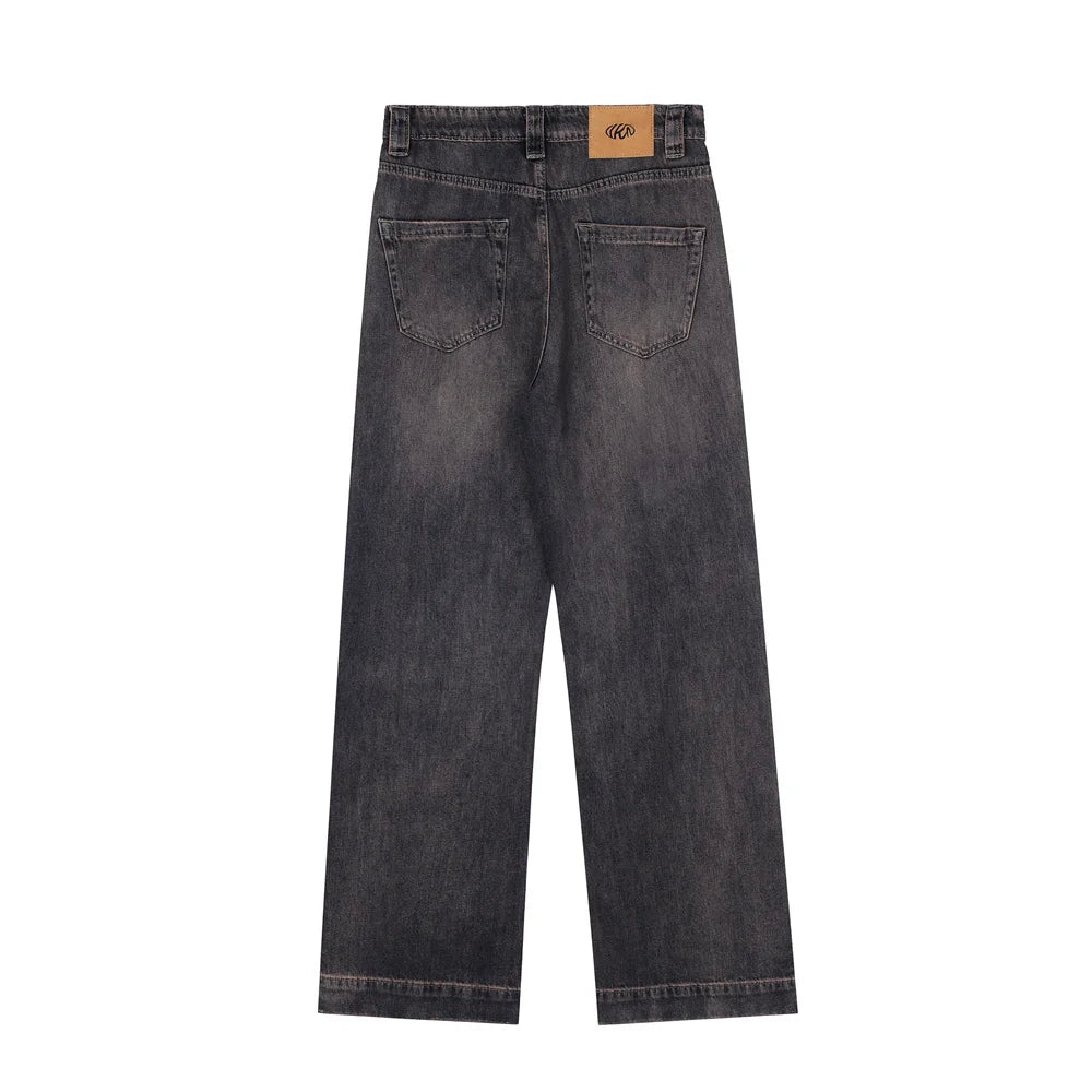 Casual Trousers Wide Leg Pants Mens Streetwear Loose Straight-leg Pants High Street Denim Pants Men