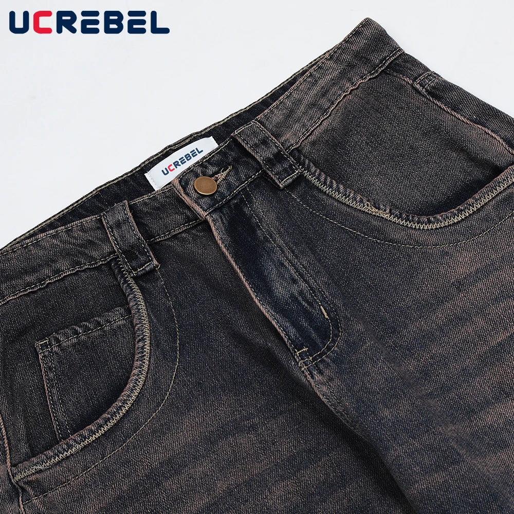 Casual Trousers Wide Leg Pants Mens Streetwear Loose Straight-leg Pants High Street Denim Pants Men