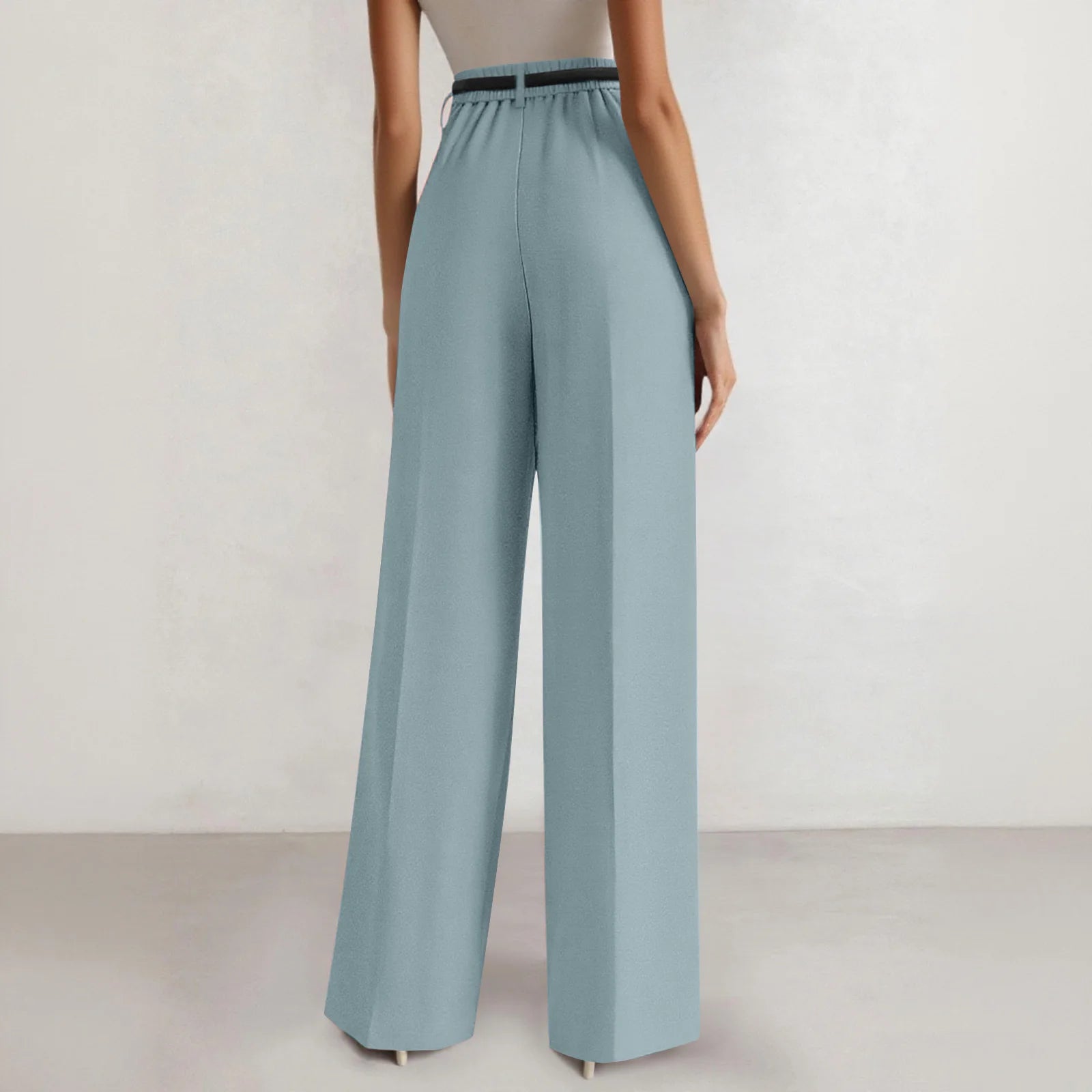 Wide-leg trousers with a flowing drape Women's high-waisted pleated casual trousers Sleek versatile trousers for commuting