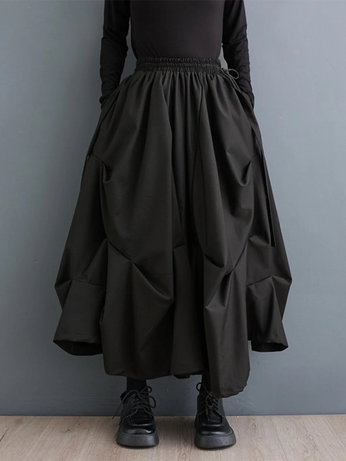 Dark Color Loose Wide Leg Pants Women's Fashion Spring Autumn High Waist Long Trousers Folded Versatile Slimming Nine Points ...