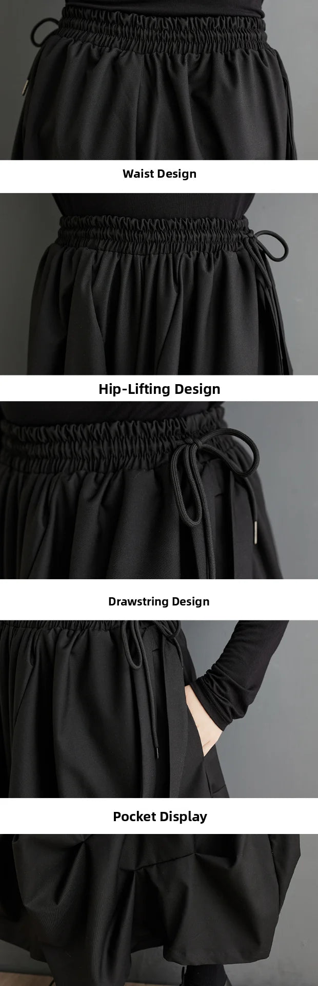 Dark Color Loose Wide Leg Pants Women's Fashion Spring Autumn High Waist Long Trousers Folded Versatile Slimming Nine Points ...