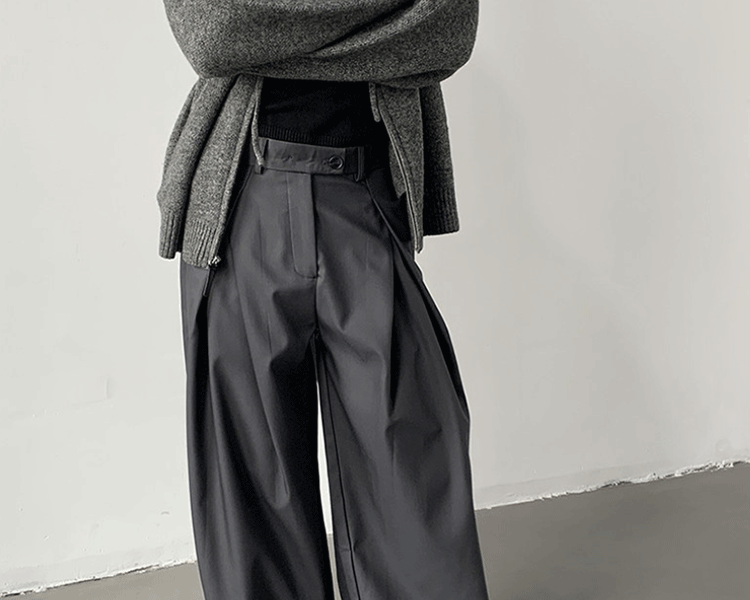 Loose A-Line Wide Leg Casual Trousers Design Sense Oversize Pleated Floor-Length West Pants Personality Men Women