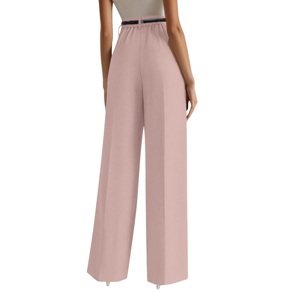 Wide-leg trousers with a flowing drape Women's high-waisted pleated casual trousers Sleek versatile trousers for commuting