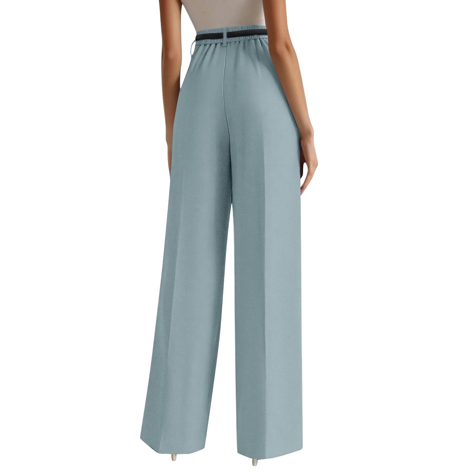 Wide-leg trousers with a flowing drape Women's high-waisted pleated casual trousers Sleek versatile trousers for commuting
