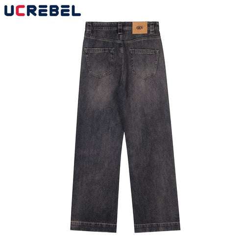 Casual Trousers Wide Leg Pants Mens Streetwear Loose Straight-leg Pants High Street Denim Pants Men