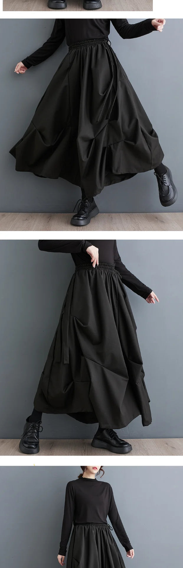 Dark Color Loose Wide Leg Pants Women's Fashion Spring Autumn High Waist Long Trousers Folded Versatile Slimming Nine Points ...