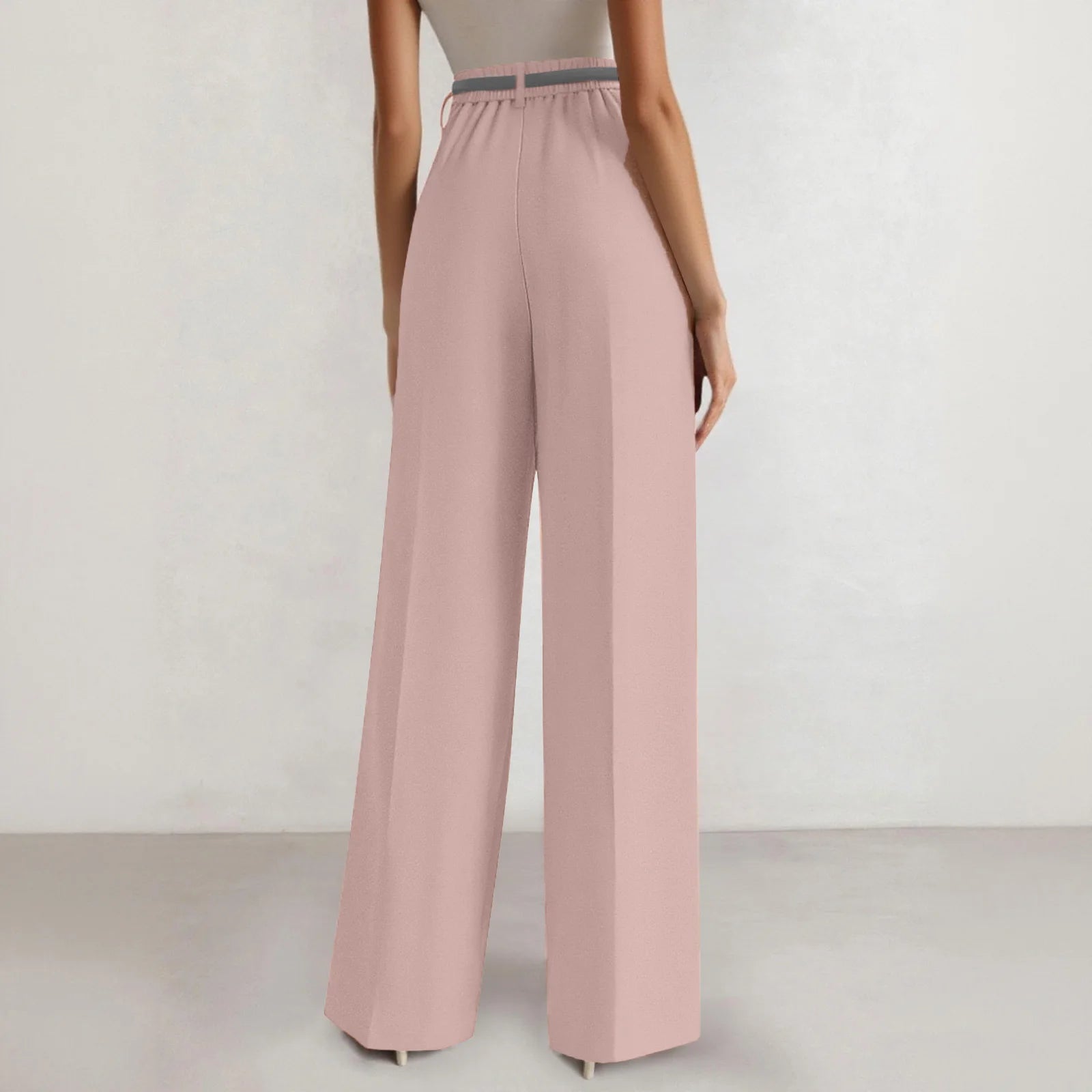 Wide-leg trousers with a flowing drape Women's high-waisted pleated casual trousers Sleek versatile trousers for commuting