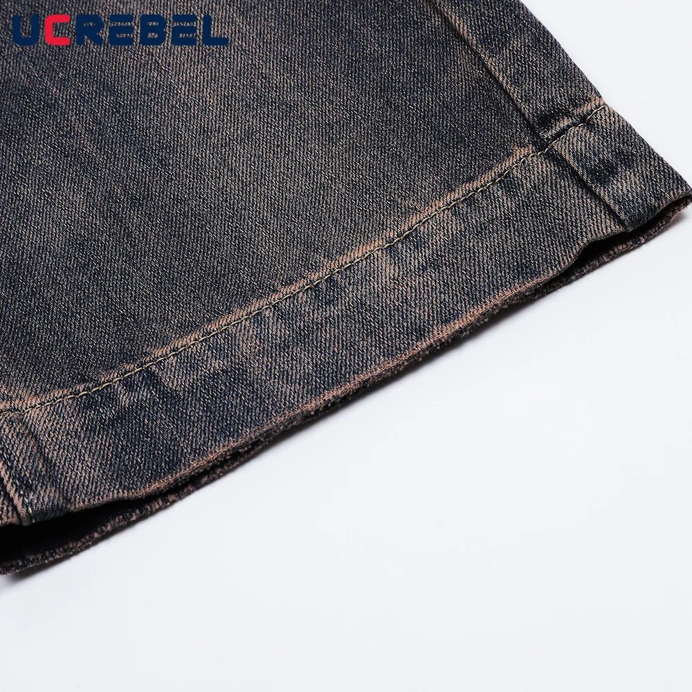 Casual Trousers Wide Leg Pants Mens Streetwear Loose Straight-leg Pants High Street Denim Pants Men