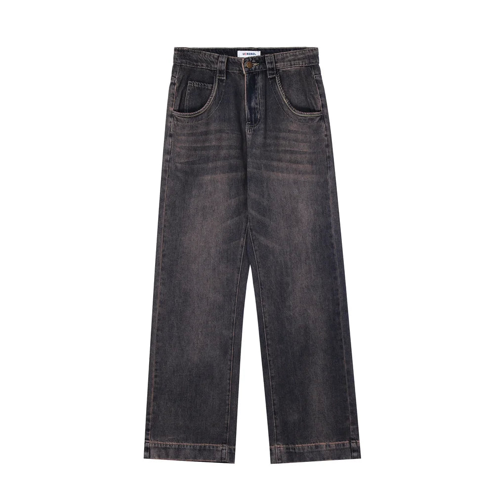 Casual Trousers Wide Leg Pants Mens Streetwear Loose Straight-leg Pants High Street Denim Pants Men