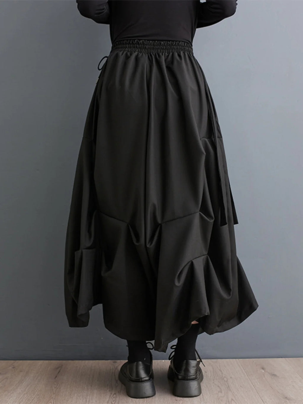 Dark Color Loose Wide Leg Pants Women's Fashion Spring Autumn High Waist Long Trousers Folded Versatile Slimming Nine Points ...