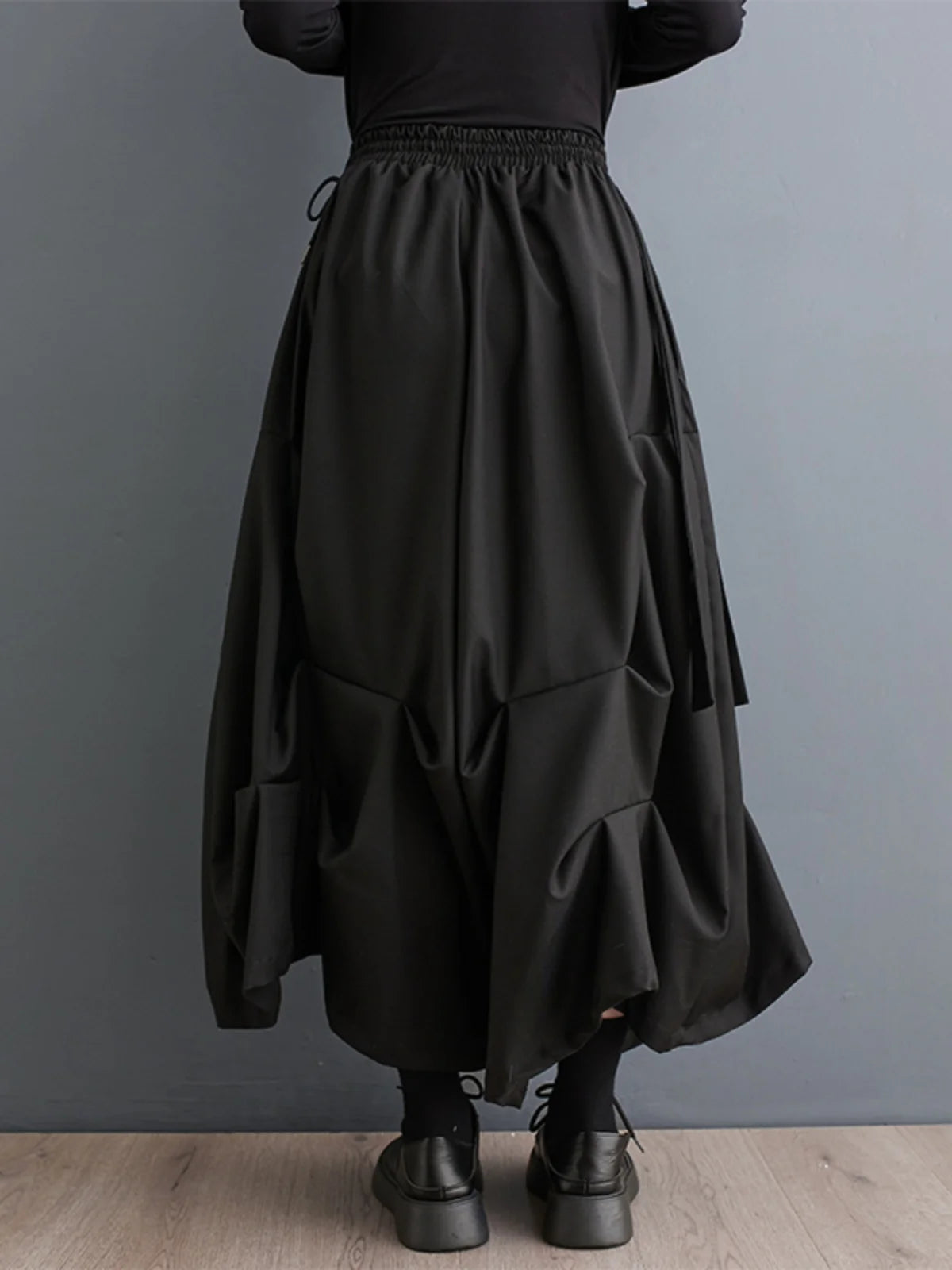 Dark Color Loose Wide Leg Pants Women's Fashion Spring Autumn High Waist Long Trousers Folded Versatile Slimming Nine Points ...