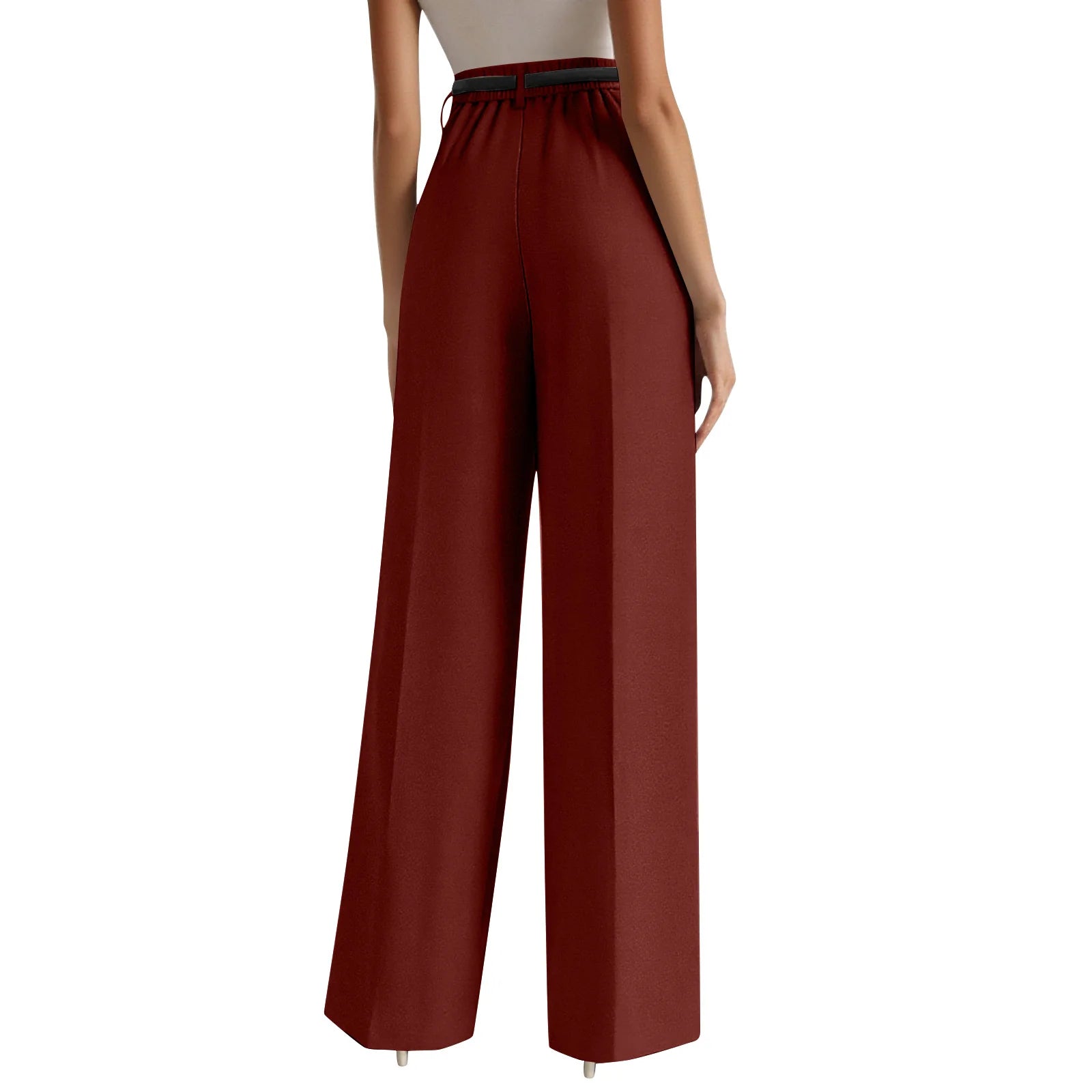 Wide-leg trousers with a flowing drape Women's high-waisted pleated casual trousers Sleek versatile trousers for commuting