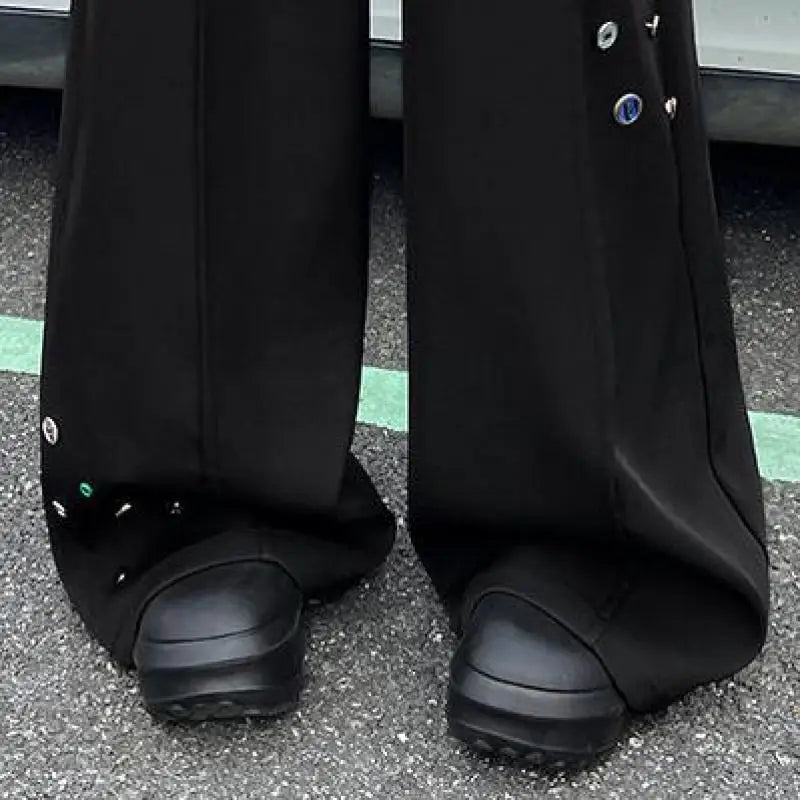 Wide Leg Trousers with Button Detail Vertical Cool Drag Baggy Pants Monochrome Hip Hop Streetwear American Style Plus XXXXXL